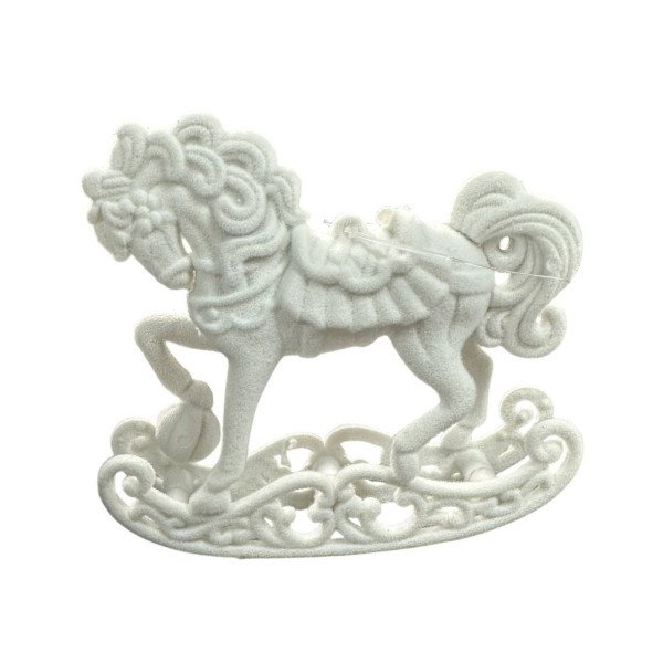 Іграшка на ялинку Кінь 19791 9.5х10 см білий