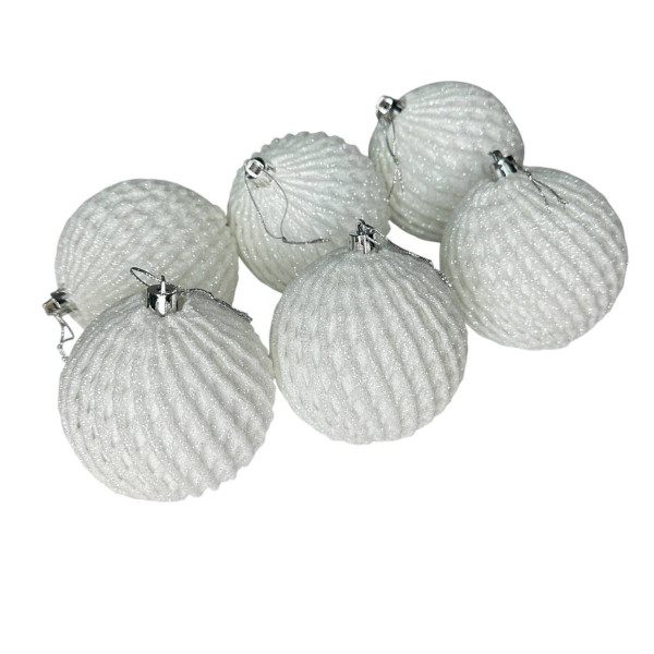 Набір іграшок на ялинку 19812 8 см 6 шт білий