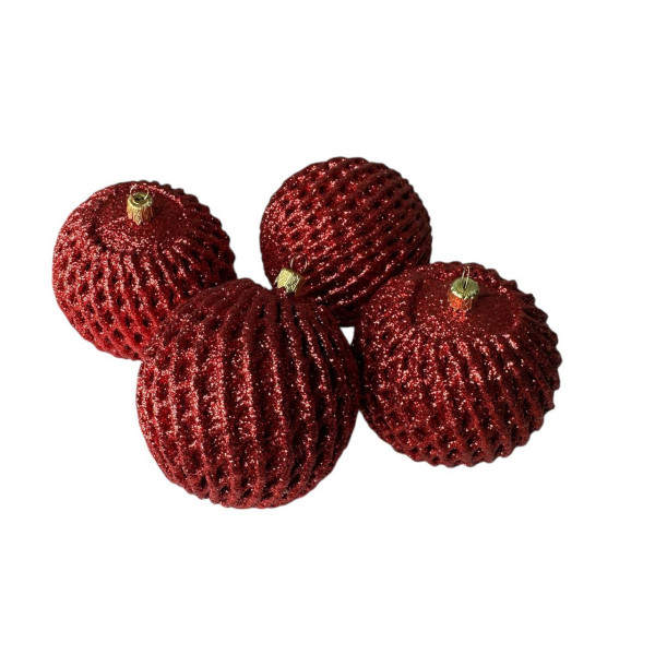 Набір іграшок на ялинку 19817 8 см 4 шт червоний