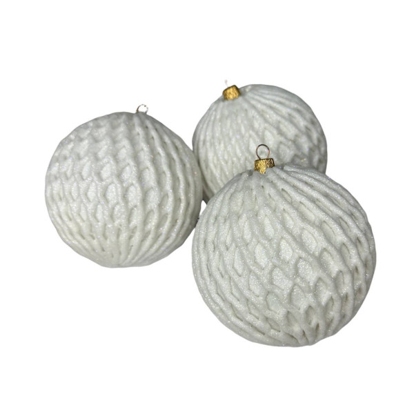 Набір іграшок на ялинку 19821 10 см 3 шт білий