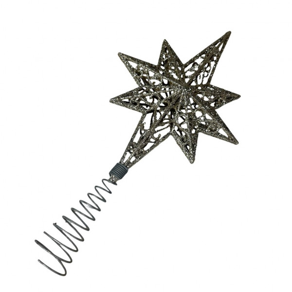 Верхівка на ялинку Зірка 19827 40 см холодне золото
