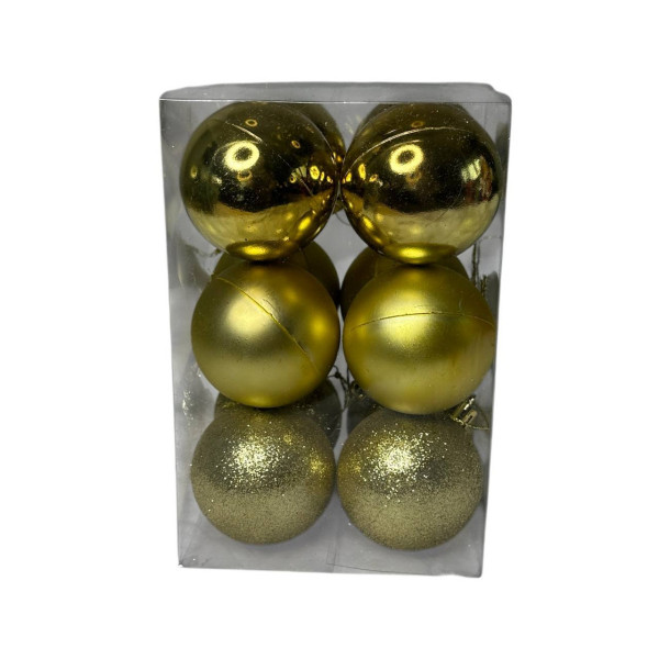 Набір іграшок на ялинку 19829 6 см 12 шт золотистий