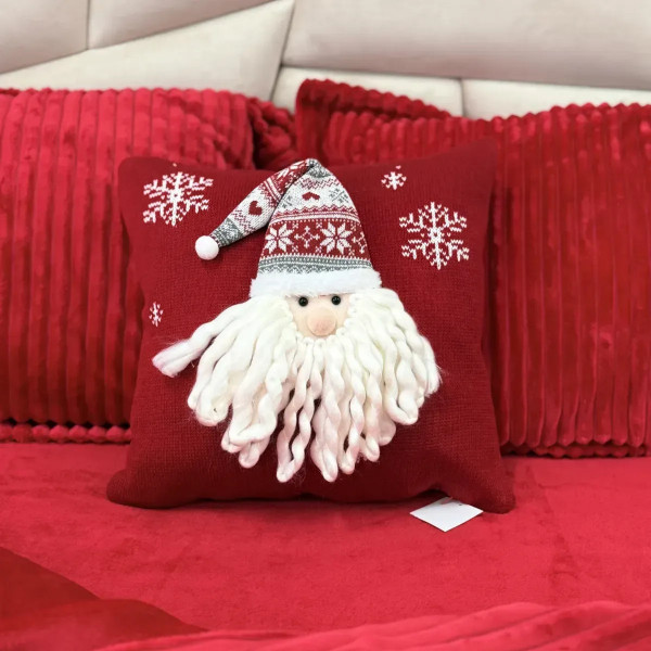 Подушка новорічна 3D Бородатий Санта 19878 40х40 см