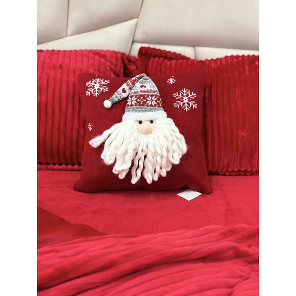 Подушка новорічна 3D Бородатий Санта 19878 40х40 см