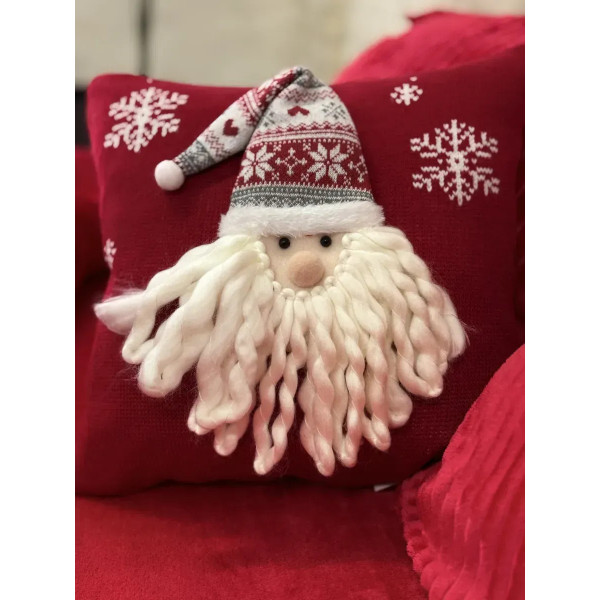 Подушка новорічна 3D Бородатий Санта 19878 40х40 см
