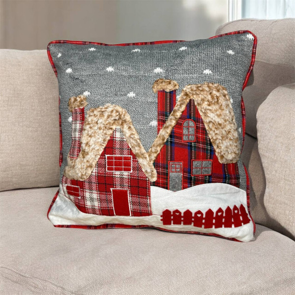 Подушка новорічна 3D Будиночок 19881 40х40 см