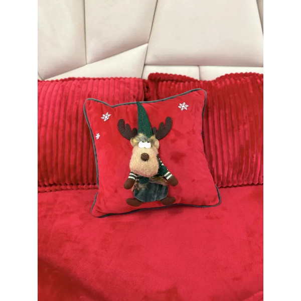 Подушка новорічна 3D Різдвяний олень 19875 40х40 см