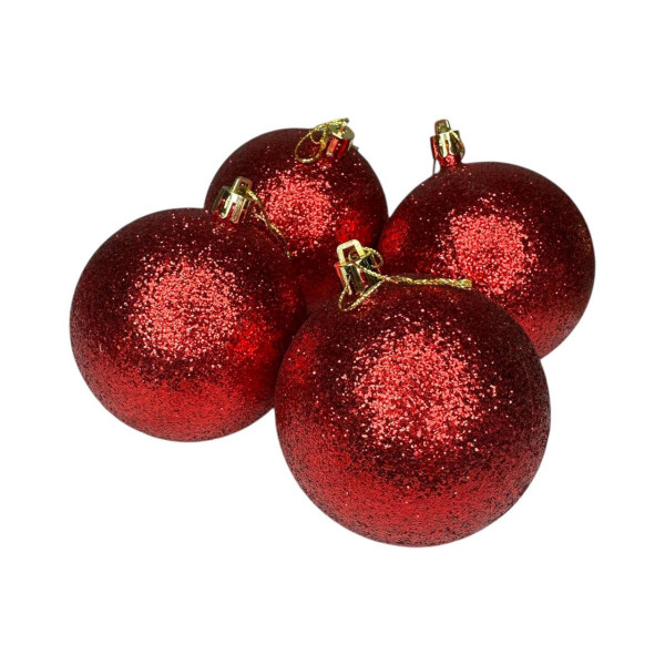Набір іграшок на ялинку 19848 8 см 4 шт червоний