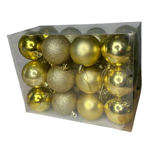 Набір іграшок на ялинку 19860 6 см 24 шт золотистий
