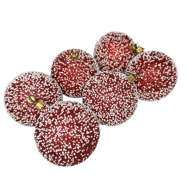 Набір іграшок на ялинку 19883 8 см 6 шт червоний