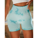 Велосипедки-шорти жіночі з пуш-ап TieDye 19963 S бірюзові з темно-зеленим