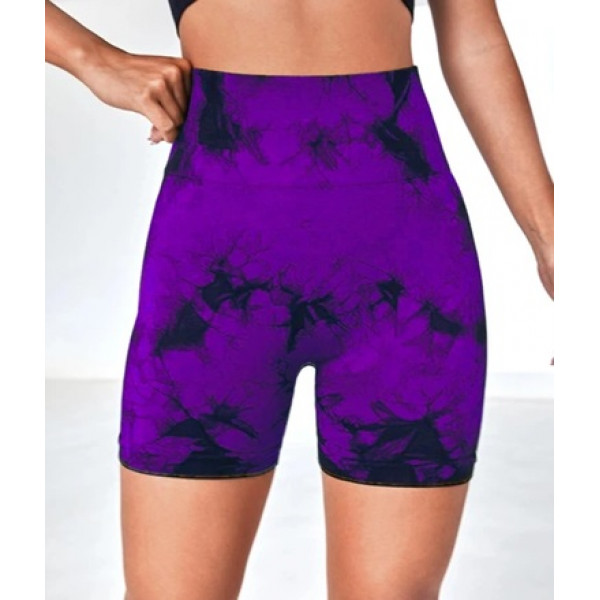 Велосипедки-шорти жіночі з пуш-ап TieDye 19969 L фіолетові з чорним