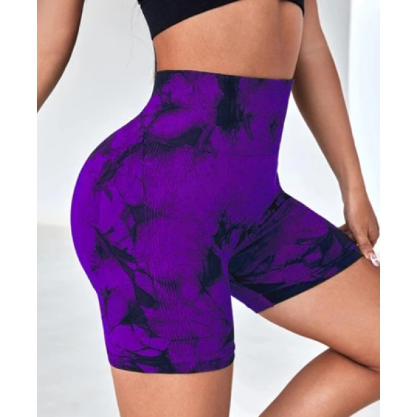 Велосипедки-шорти жіночі з пуш-ап TieDye 19969 L фіолетові з чорним