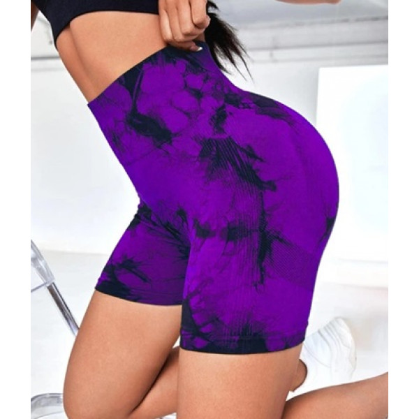 Велосипедки-шорти жіночі з пуш-ап TieDye 19969 L фіолетові з чорним