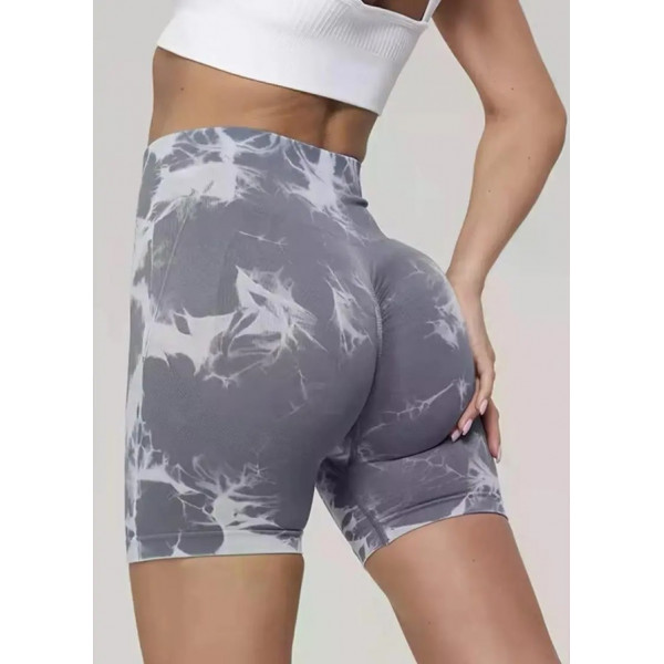 Велосипедки-шорти жіночі з пуш-ап TieDye 19971 S темно-сірі з білим