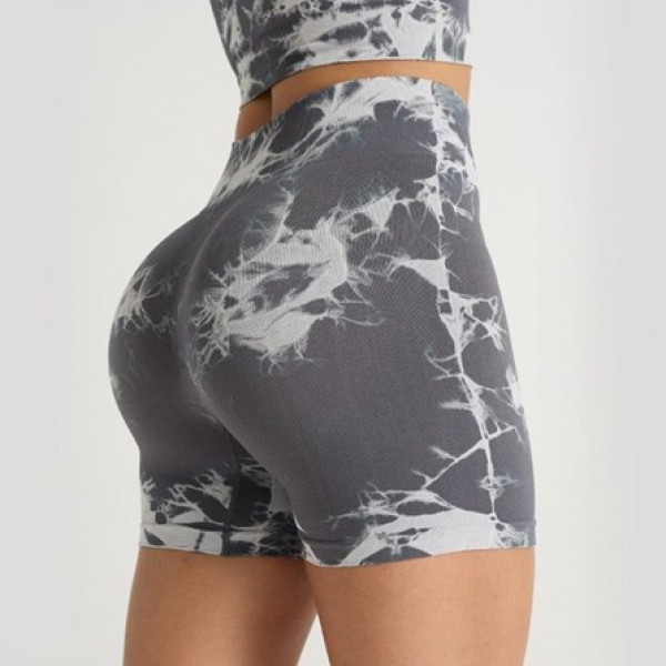 Велосипедки-шорти жіночі з пуш-ап TieDye 19972 M темно-сірі з білим