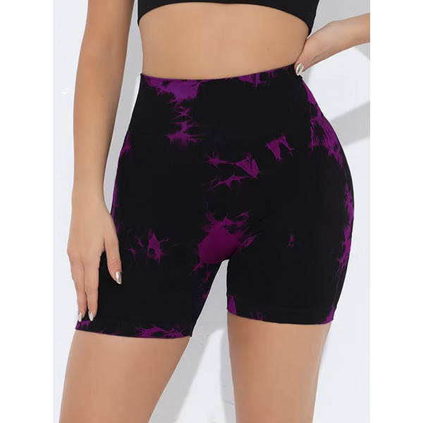 Велосипедки-шорти жіночі з пуш-ап TieDye 19980 S чорні з бузковим
