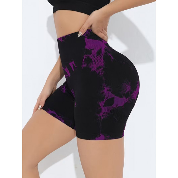Велосипедки-шорти жіночі з пуш-ап TieDye 19982 L чорні з бузковим
