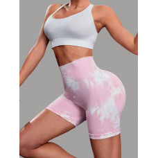 Велосипедки-шорти жіночі з пуш-ап TieDye 19983 S світло-рожеві з білим
