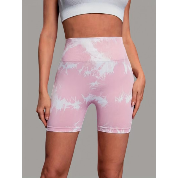 Велосипедки-шорти жіночі з пуш-ап TieDye 19983 S світло-рожеві з білим