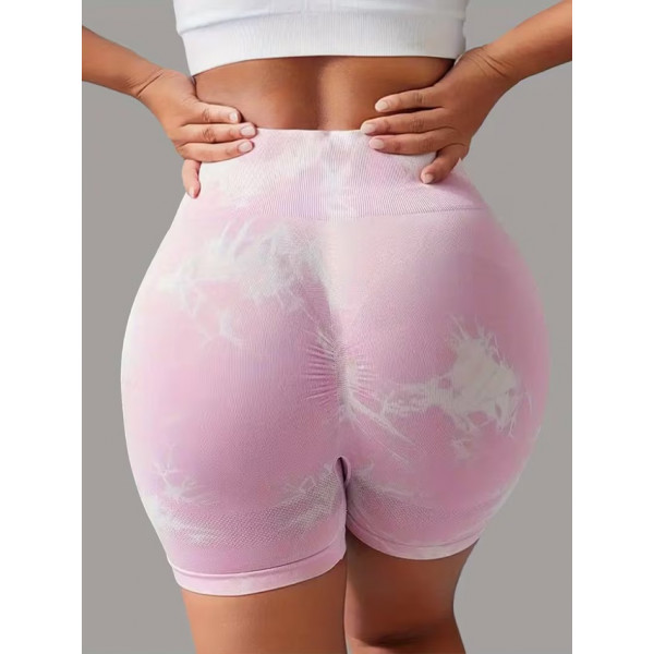 Велосипедки-шорти жіночі з пуш-ап TieDye 19984 M світло-рожеві з білим