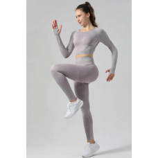 Комплект для фітнесу рашгард та легінси пуш-ап 20022 S сірий