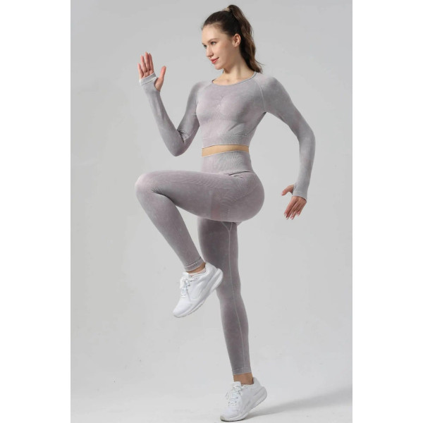 Комплект для фітнесу рашгард та легінси пуш-ап 20023 M сірий