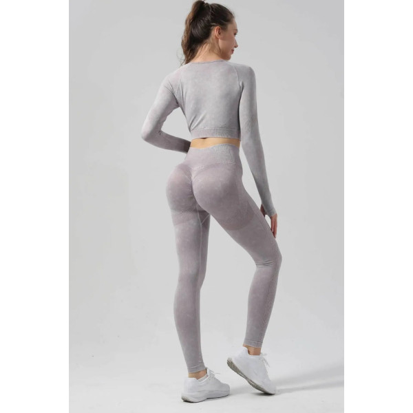 Комплект для фітнесу рашгард та легінси пуш-ап 20023 M сірий