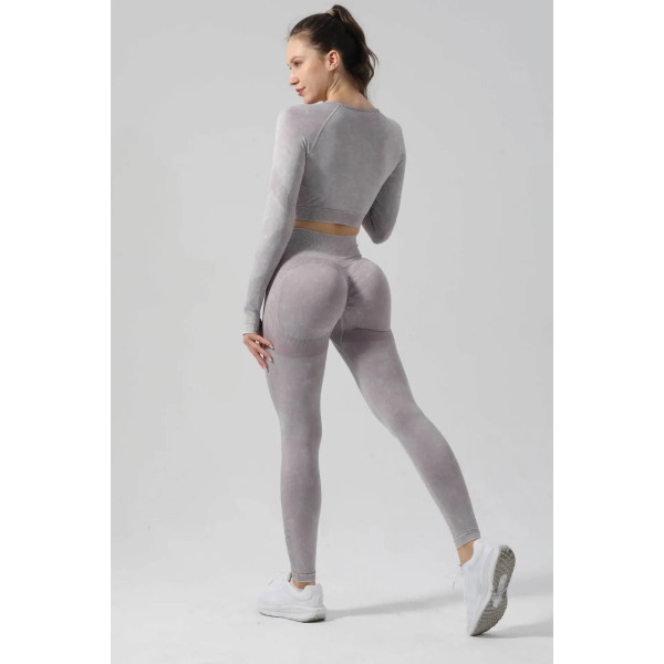 Комплект для фітнесу рашгард та легінси пуш-ап 20023 M сірий