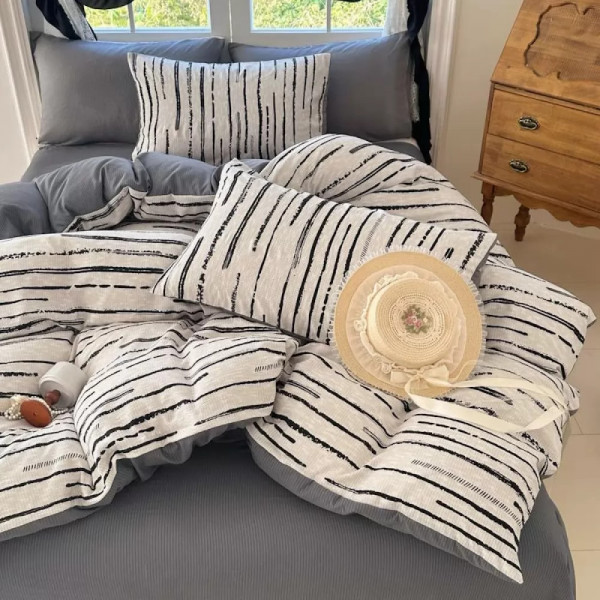 Постільна білизна євро з простирадлом на гумці з мусліну Colorful Home 19921 200х230 см