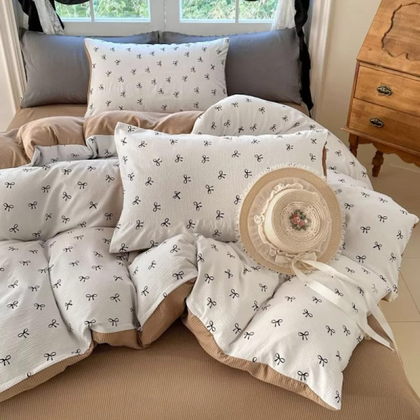 Постільна білизна євро з простирадлом на гумці з мусліну Colorful Home 19942 200х230 см