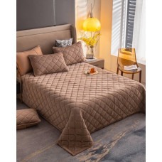 Покривало євро з велюру Koloco 20081 220х240 см коричневе