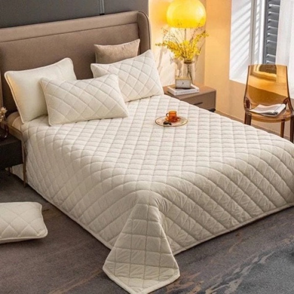 Покривало євро з велюру Koloco 20083 220х240 см біле