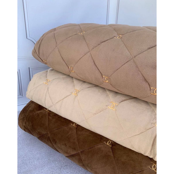 Покривало євро з велюру Koloco 20085 220х240 см кремове