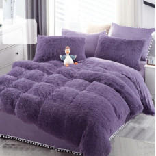 Постільна білизна євро з велюру та плюшу Jojo Ведмедик 20071 200х230 см фіолетова