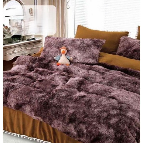 Постільна білизна євро з велюру та плюшу Jojo Ведмедик 20072 200х230 см шоколадне