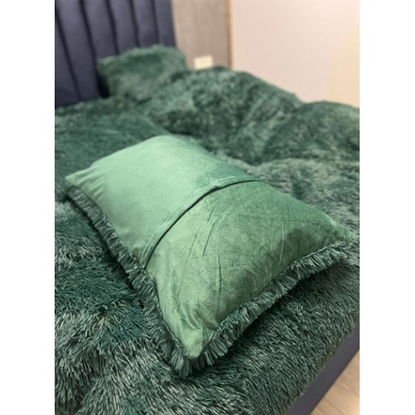 Постільна білизна євро з велюру та плюшу Jojo Ведмедик 20073 200х230 см зелена