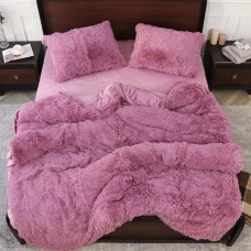 Постільна білизна євро з велюру та плюшу Jojo Ведмедик 20079 200х230 см рожева