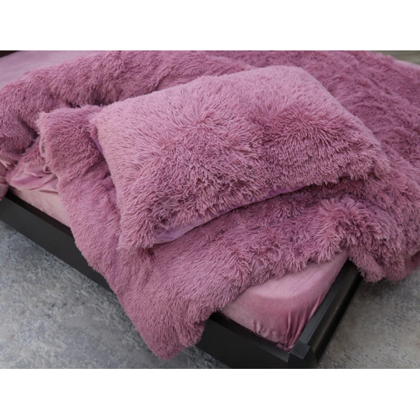 Постільна білизна євро з велюру та плюшу Jojo Ведмедик 20079 200х230 см рожева