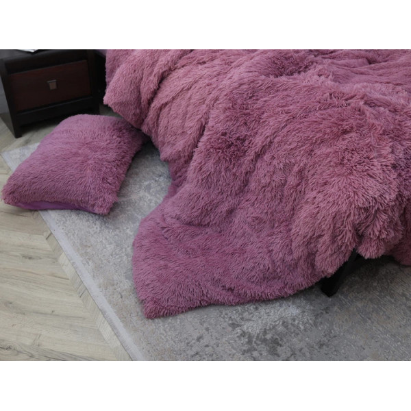 Постільна білизна євро з велюру та плюшу Jojo Ведмедик 20079 200х230 см рожева