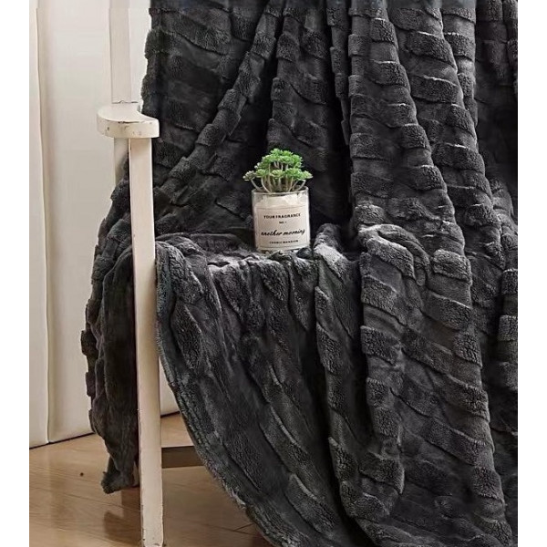 Плед євро Colorful Home Оксамитовий велюр 3D 20103 200х220 см темно-сірий