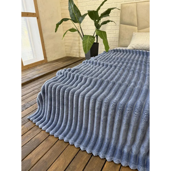 Плед-покривало євро Королівська Смужка 7 см 20093 200х220 см синій