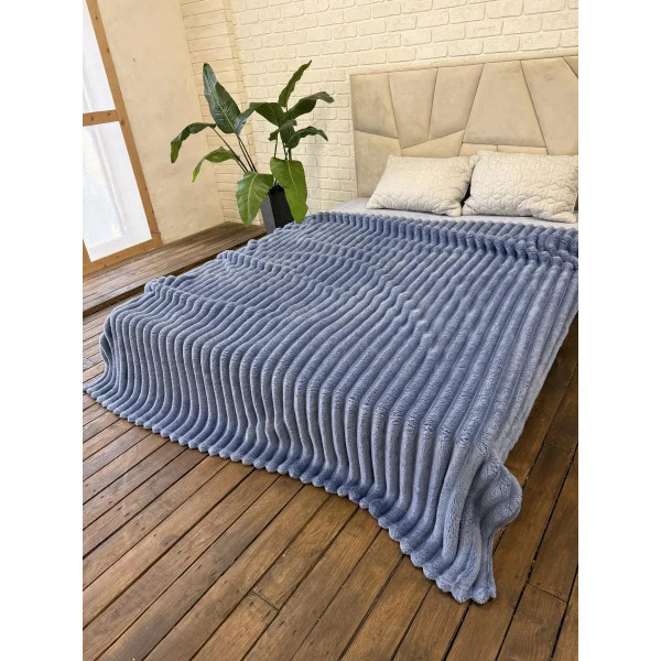 Плед-покривало євро Королівська Смужка 7 см 20093 200х220 см синій