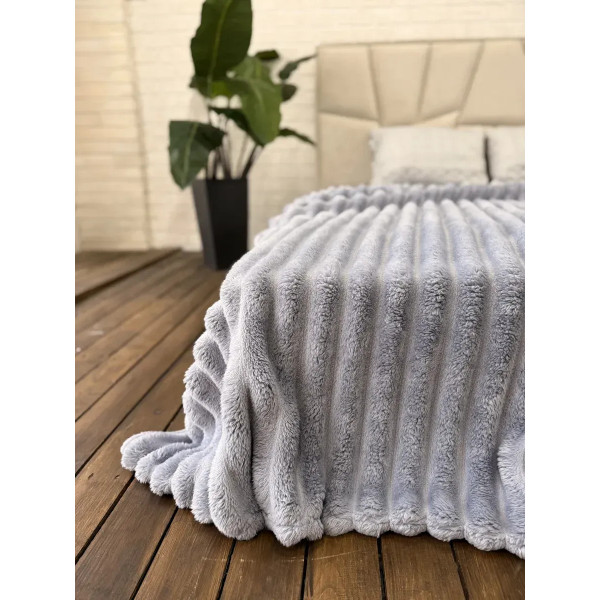 Плед-покривало євро Королівська Смужка 7 см 20095 200х220 см світло-сірий