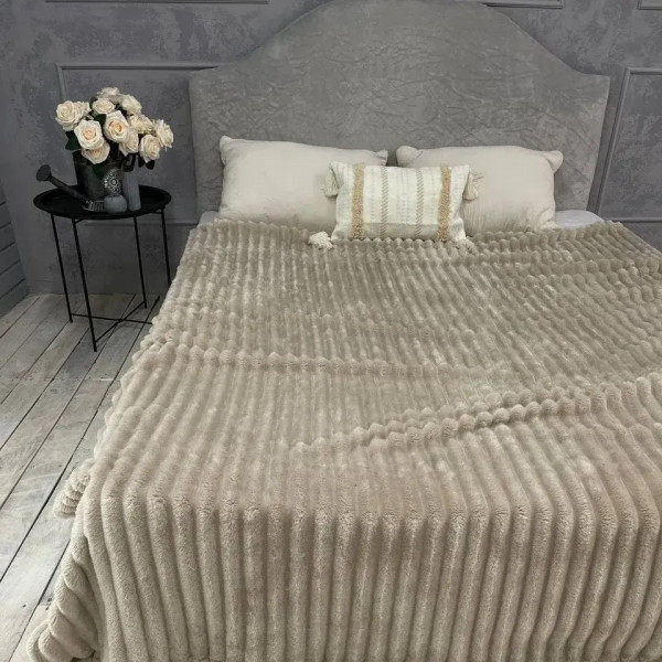 Плед-покривало євро Королівська Смужка 7 см 20096 200х220 см бежевий