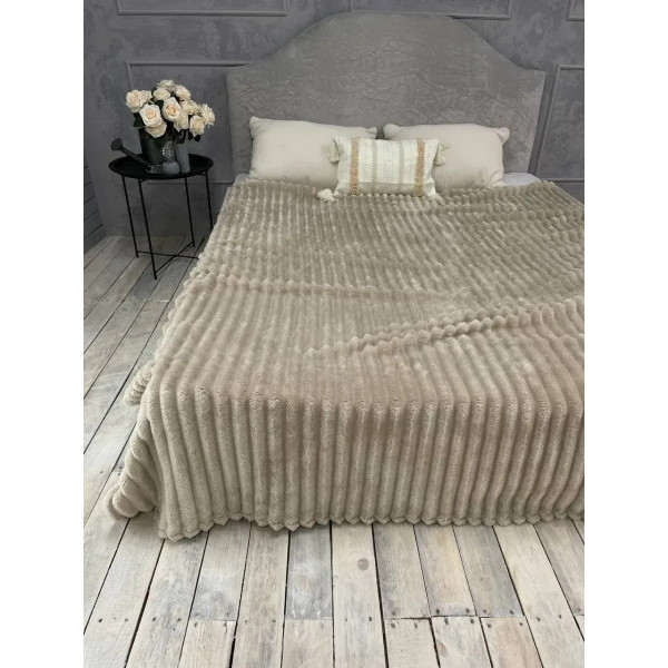 Плед-покривало євро Королівська Смужка 7 см 20096 200х220 см бежевий