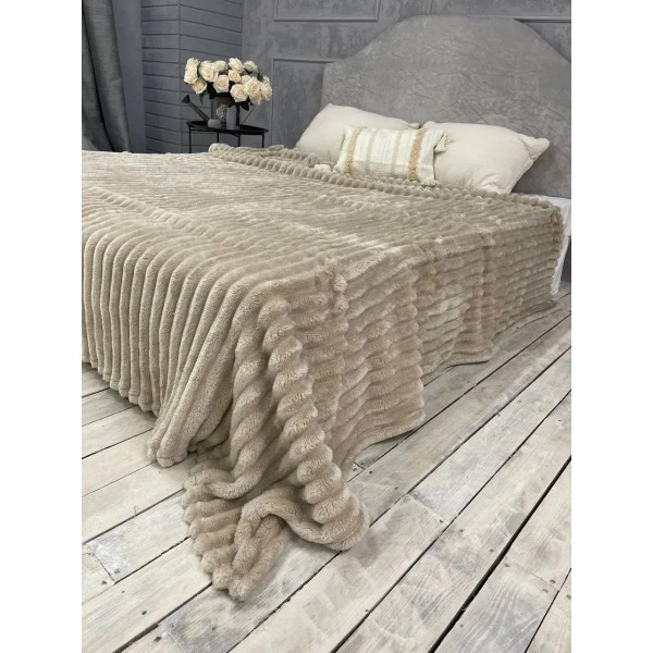 Плед-покривало євро Королівська Смужка 7 см 20096 200х220 см бежевий