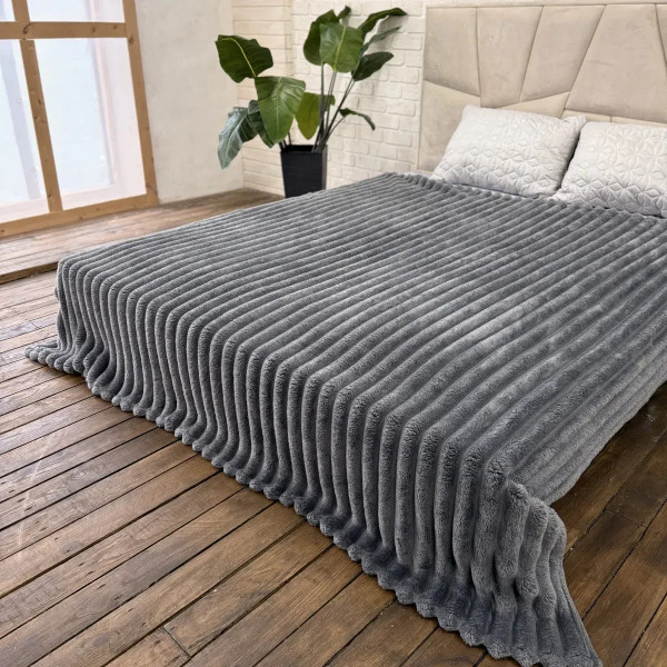 Плед-покривало євро Королівська Смужка 7 см 20098 200х220 см темно-сірий