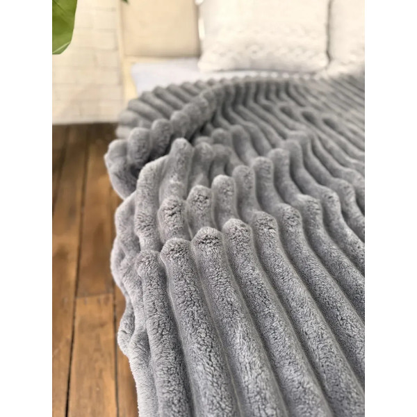 Плед-покривало євро Королівська Смужка 7 см 20098 200х220 см темно-сірий