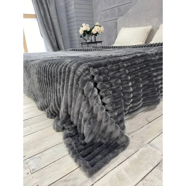 Плед-покривало євро Королівська Смужка 7 см 20098 200х220 см темно-сірий